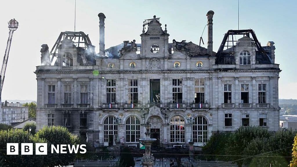 Ruins of Limoges city hall a symbol of France divided by national protests - BBC